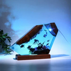 Kraken and Mermaid Epoxy Lamp | Handcrafted Ocean Mythology Night Light by Xaudis