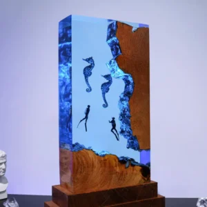 Sea Horse and Divers Night Lamp – Handcrafted Underwater Ambiance by Xaudis