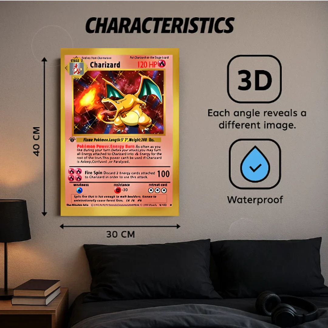 Charizard 3D Lenticular Poster – XAudis Best Seller Pokémon Wall Art