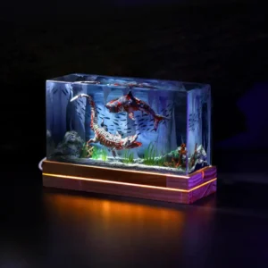 Diorama Zombie Crocodile and Shark Resin Night Light – Horror-Themed Epoxy Ocean Lamp | XAUDIS