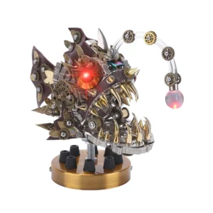 Anglerfish 3D Metal Puzzle – 700+ Piece DIY Deep Sea Model Kit with LED Lights & Floating Display Base | Xaudis