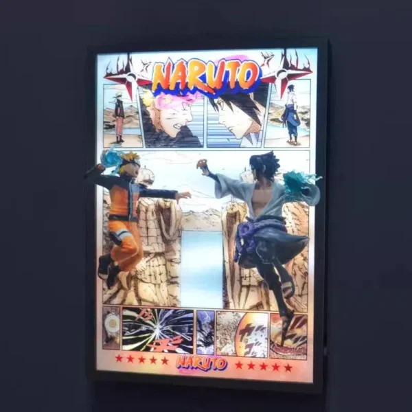 Naruto vs Sasuke 3D LED Light Art – Anime Wall Decor by Xaudis