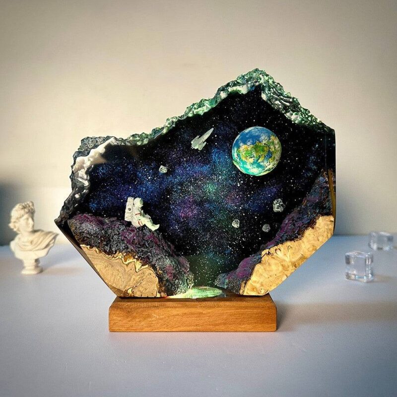 Galaxy Resin Night Light featuring stunning interstellar design
