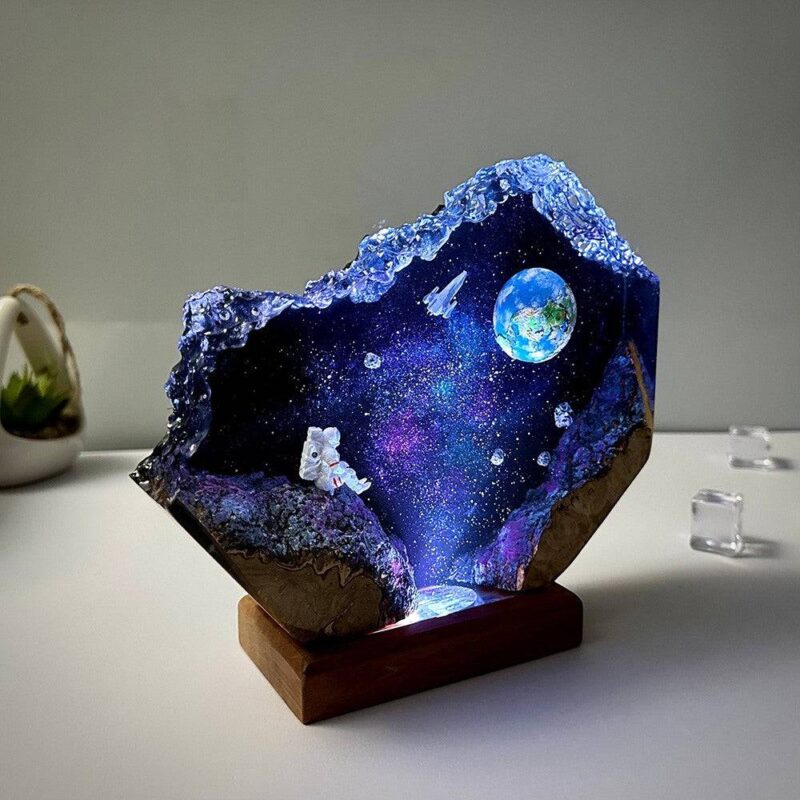 Galaxy Resin Night Light featuring interstellar epoxy design
