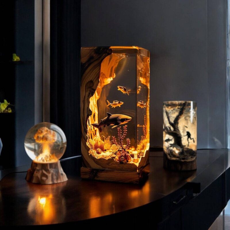 Epoxy Resin Ocean World Night Light by xaudis, perfect for home decor