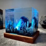 Resin art lamp showcasing vibrant colors, perfect gift for movie lovers