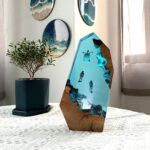 Charming sea turtle couple night light resin decor for kids