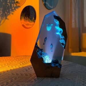 Charming sea turtle couple night light in resin decor design