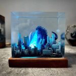 Resin Art Lamp showcasing vibrant colors, perfect gift for movie lovers