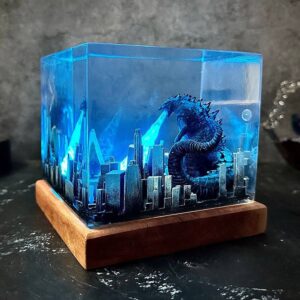 Resin art lamp designed for movie lovers with vibrant colors