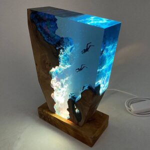 Epoxy night light designed for scuba diving enthusiasts, showcasing deep sea decor