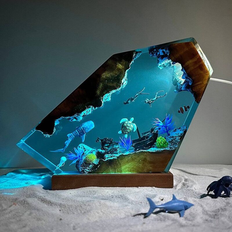 Whale Shark and Turtle Resin Night Light by xaudis for dreamy decor