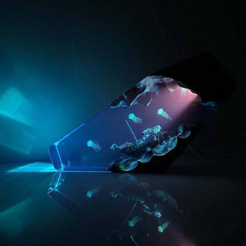 Shipwreck Resin Night Light by xaudis, perfect for kids' room decor
