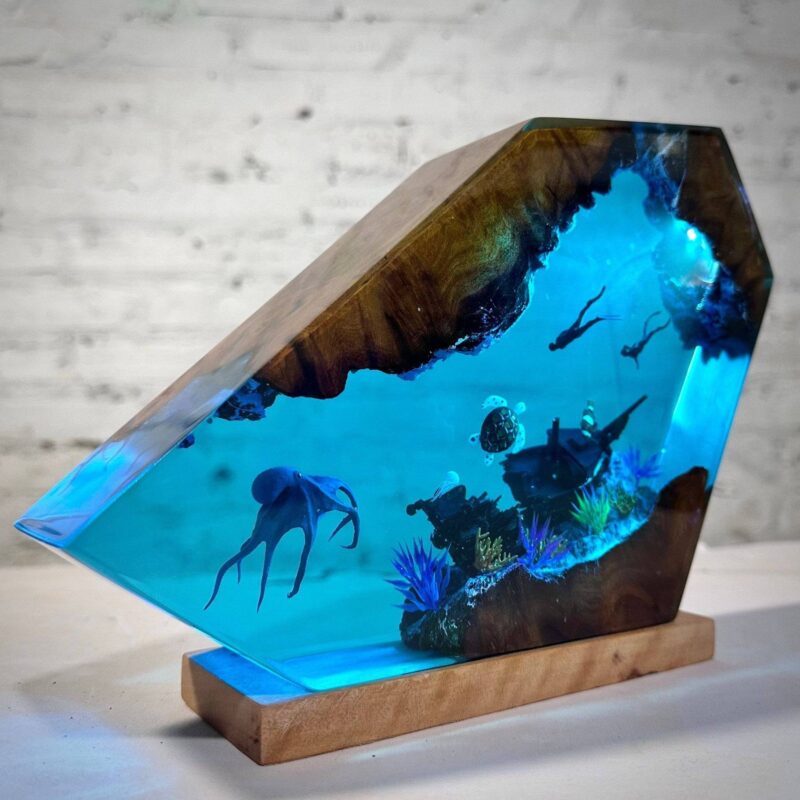 Enchanting octopus night light with diver design by xaudis