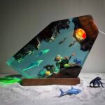 Dolphin and turtle resin night light by xaudis glowing softly
