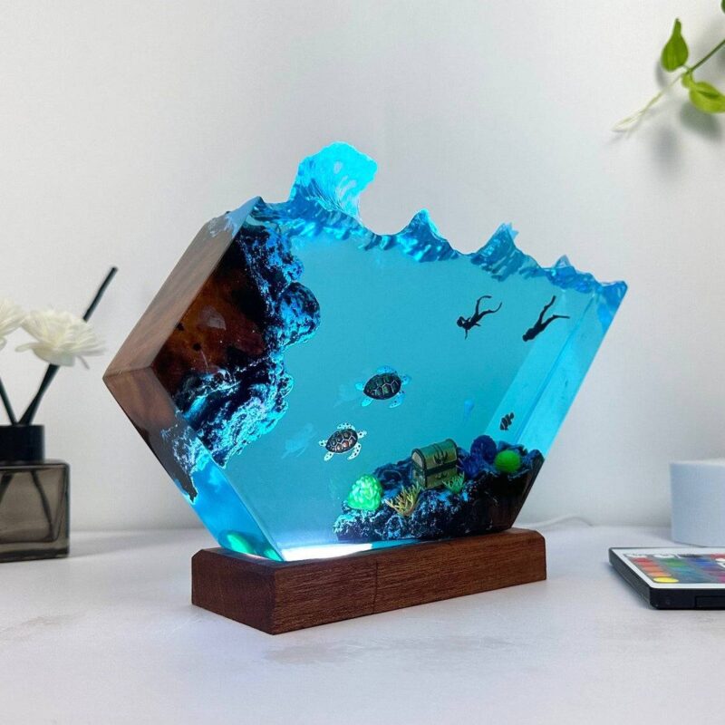 Sea Turtle Resin Night Light perfect for romantic diver decor