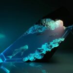 Whale shark night light illuminating blue ocean decor