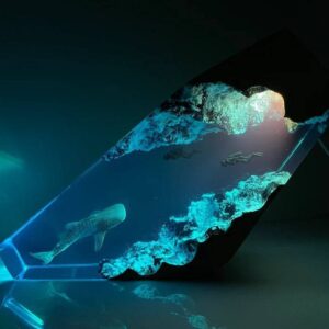 Whale shark night light illuminating blue ocean decor