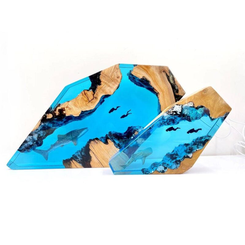 Whale shark night light glowing in blue ocean décor