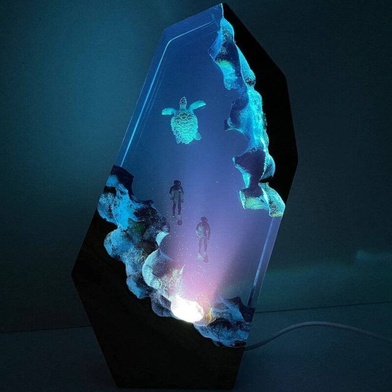 Sea Turtle Couple Night Light, charming resin decor for ambiance