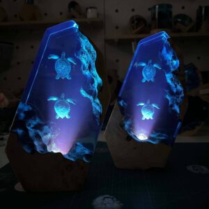 Ocean Turtles Epoxy Resin Night Light for enchanting décor