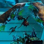 Fire Dragon and Ice Dragon Resin Lamp by xaudis for enchanting home decor