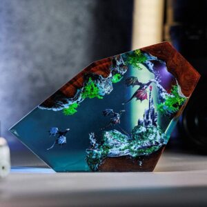 Fire Dragon and Ice Dragon Resin Lamp by xaudis for enchanting home decor