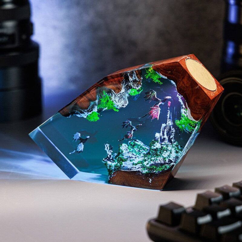 Fire Dragon and Ice Dragon Resin Lamp by xaudis - unique home decor